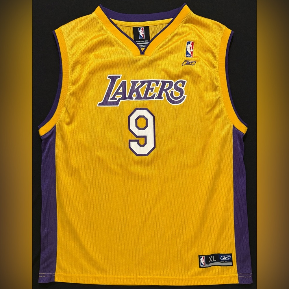 Rare Vintage Reebok Chucky Atkins Los Angeles Lakers 9 Home Gold Jersey Youth XL